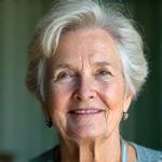 Portrait of Sarah Jenkins, a retired teacher, looking peaceful and well-rested.